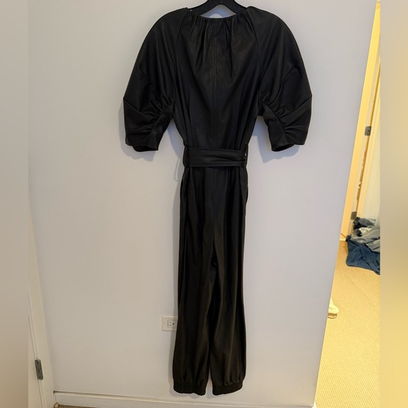 Rebecca Taylor Black Vegan Leather Jumpsuit size 6 - Picture 9 of 10
